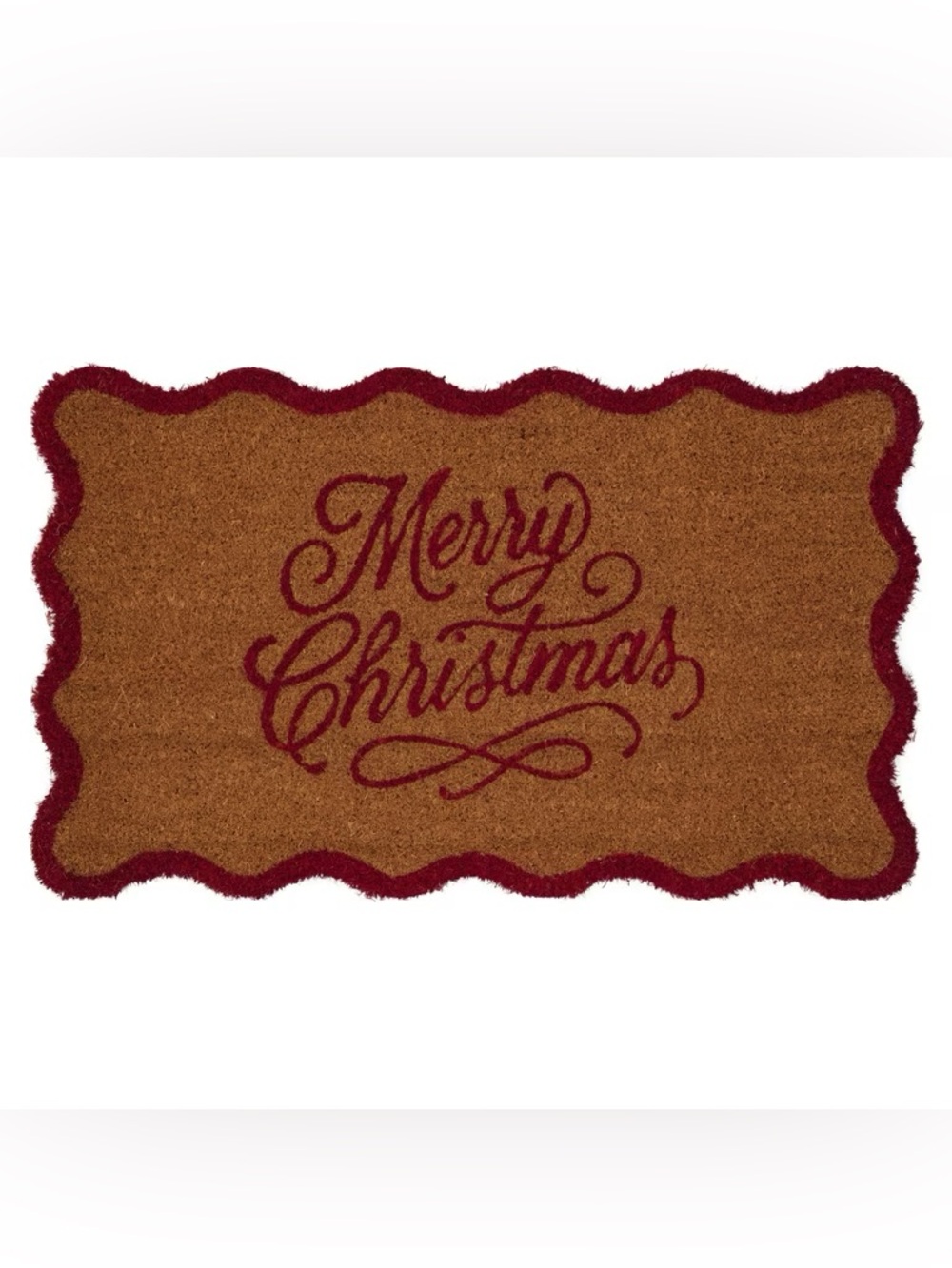 My Texas House Natural and Red Merry Christmas Outdoor Coir Doormat, 18" x 30"